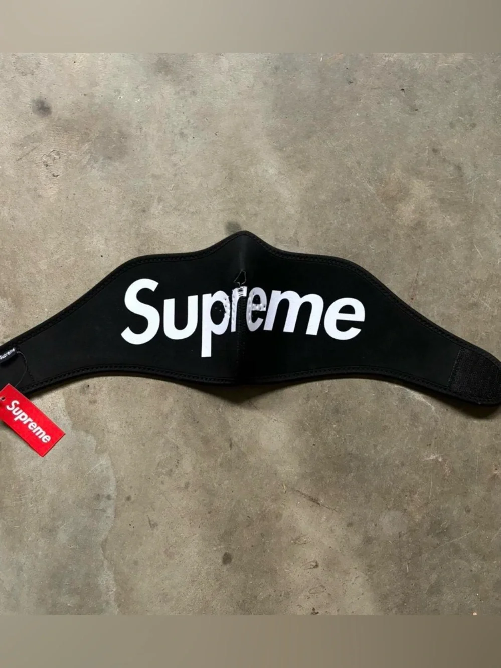 Supreme Black Neoprene Zip-Front Face Mask with White Logo
